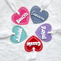 Valentine's Day Basket Tag, Personalized Valentine's Heart Shape tag, Acrylic heart name tag, Custom Valentine's basket heart tag gift
