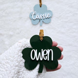 St. Patrick's Day Gift Basket Tag, Shamrock Basket tag, Clover Leaf tag, Personalized Acrylic Shamrock tag, Shamrock with name for kids gift