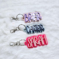 Name Keychain, Custom Acrylic Name Bag Charm, Personalized Bag Accessory, Backpack Name Keychain, Name Bag Tag, Luggage Tag, Diaper Bag Tag