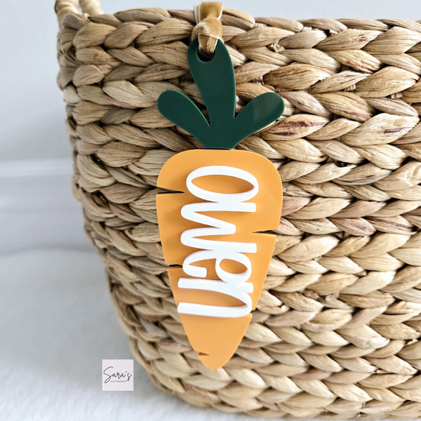 Easter Basket Tag, Personalized Easter Basket Acrylic carrot name tag, Easter basket tag boy and girl, basket name tag, first Easter gift