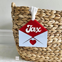 Valentine's Gift Tag, Valentine's Day Envelope Basket Tag, Love Letter tag Personalized Kids Heart Name Tag, Custom Valentine's Gift for kid