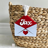 Valentine's Gift Tag, Valentine's Day Envelope Basket Tag, Love Letter tag Personalized Kids Heart Name Tag, Custom Valentine's Gift for kid