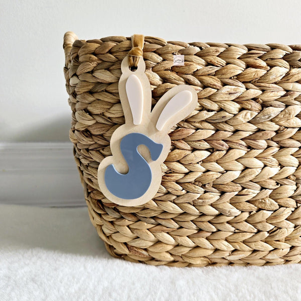Easter Bunny Initial Basket Tag, Personalized Easter Basket Acrylic name tag, Easter gift basket name tag, first Easter basket name tag