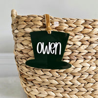 St. Patrick's Day Gift Basket Tag, Shamrock Basket tag, Clover Leaf tag, Personalized Acrylic Shamrock tag, Shamrock with name for kids gift