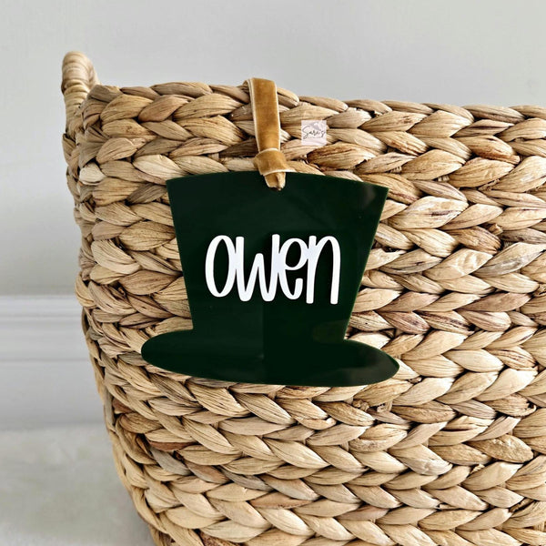 St. Patrick's Day Gift Basket Tag, Shamrock Basket tag, Clover Leaf tag, Personalized Acrylic Shamrock tag, Shamrock with name for kids gift