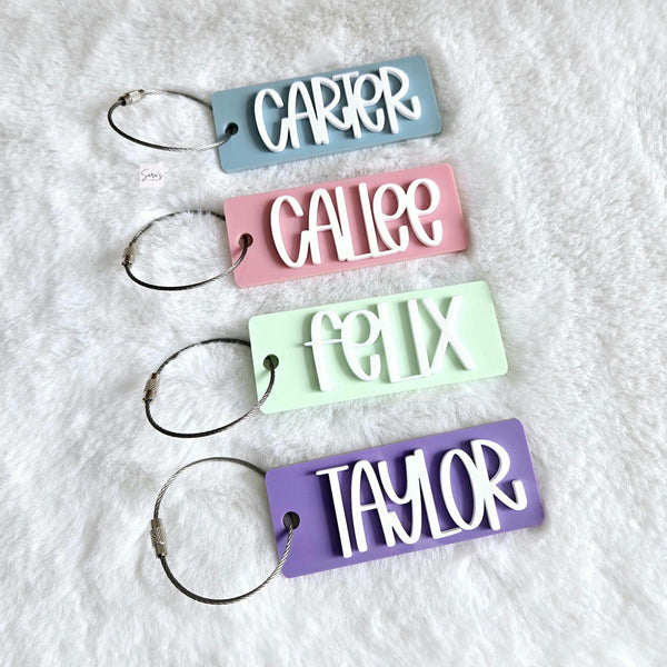 Name Keychain, Custom Acrylic Name Bag Charm, Personalized Bag Accessory, Backpack Name Keychain, Name Bag Tag, Luggage Tag, Diaper Bag Tag