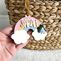 St. Patrick's Day Gift Basket Tag, Rainbow Basket tag, Clover Leaf tag, Personalized Acrylic Rainbow tag, Rainbow with name for kids gift