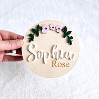 Birth Announcement Wooden Sign, Floral Newborn Baby Name Sign, Hospital Newborn Photo Prop Sign, Personalized Baby Shower Gift, Name Sign