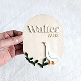 Birth Announcement Wooden Sign Duck, Goose Nursery Newborn Name Sign, Hospital Newborn Photo Prop Sign, Personalized Baby Shower Gift