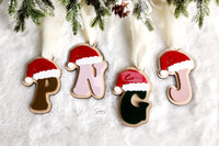 Personalized Christmas stocking tag, Christmas ornament with name, Santa Hat stocking tag, Custom Christmas stocking letter tag