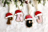 Personalized Christmas stocking tag, Christmas ornament with name, Santa Hat stocking tag, Custom Christmas stocking letter tag