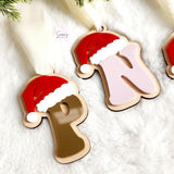 Personalized Christmas stocking tag, Christmas ornament with name, Santa Hat stocking tag, Custom Christmas stocking letter tag