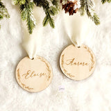 Personalized Wooden Christmas stocking name tags, custom family wood Christmas tags, personalized Christmas ornament, Rustic floral tags