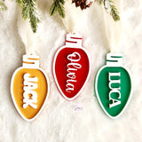 Personalized Christmas stocking tag, Christmas ornament with name, Lightbulb stocking tag, acrylic custom Christmas stocking tag
