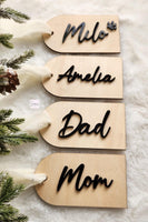 Personalized Wooden Christmas stocking name tags, custom family wood Christmas tags, personalized Wood Christmas ornament, Rustic name tags