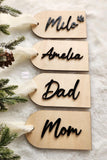 Personalized Wooden Christmas stocking name tags, custom family wood Christmas tags, personalized Wood Christmas ornament, Rustic name tags