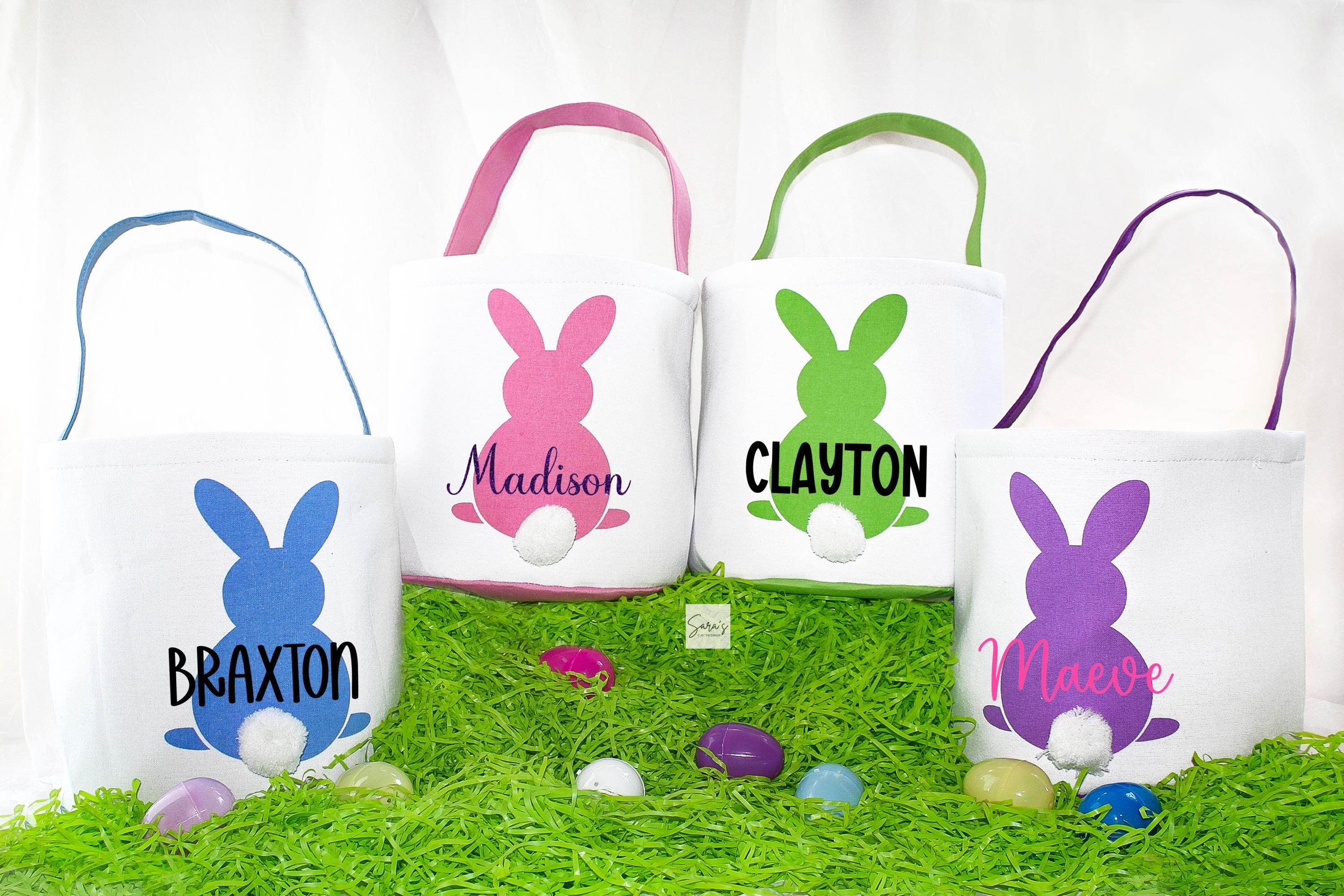 Personalized Easter basket gift for kids, Easter bunny basket, Easter tote bag, Easter gifts for girls, Easter gifts for boys, Easter bucket