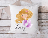 Personalized mermaid pillow, kids girls mermaid cushion, personalized kids pillow, new baby girl gifts, personalized girls nursery cushion