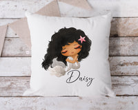Personalized mermaid pillow, kids girls mermaid cushion, personalized kids pillow, new baby girl gifts, personalized girls nursery cushion
