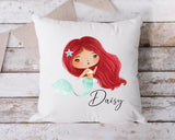 Personalized mermaid pillow, kids girls mermaid cushion, personalized kids pillow, new baby girl gifts, personalized girls nursery cushion