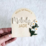 Birth Announcement Wooden Sign, Floral Newborn Baby Name Sign, Hospital Newborn Photo Prop Sign, Personalized Baby Shower Gift, Name Sign
