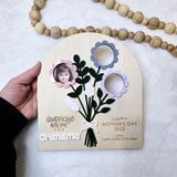 Handpicked with Love Flower Photo Frame, Personalized Mother's Day Gift for Mom, Custom Flower Bouquet Wooden Picture Frame, Custom Frame