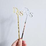 Acrylic Initial Drink Sticks, Initial Drink Stirrels, Custom Wedding Logo Stir Sticks, Drink Stick for Parties, Birthdays, Bride and Events