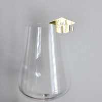 Personalized Graduation Hat Drink Tag, Custom Graduation Party Drink Charm with name, University Grad Party Decor, Wine Glass Name Charm