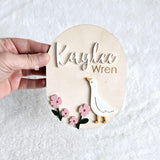 Birth Announcement Wooden Sign Duck, Goose Nursery Newborn Name Sign, Hospital Newborn Photo Prop Sign, Personalized Baby Shower Gift