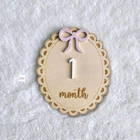 Baby Monthly Milestone Sign Set, Bow Themed Monthly Disc, Newborn Photo Prop Sign, Birth Announcement, Baby Shower Gift, Milestone Plaques