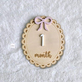 Baby Monthly Milestone Sign Set, Bow Themed Monthly Disc, Newborn Photo Prop Sign, Birth Announcement, Baby Shower Gift, Milestone Plaques