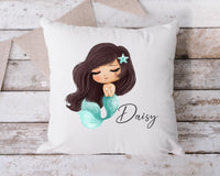 Personalized mermaid pillow, kids girls mermaid cushion, personalized kids pillow, new baby girl gifts, personalized girls nursery cushion