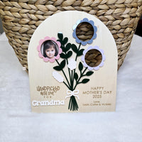 Handpicked with Love Flower Photo Frame, Personalized Mother's Day Gift for Mom, Custom Flower Bouquet Wooden Picture Frame, Custom Frame