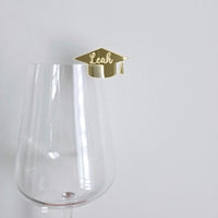 Personalized Graduation Hat Drink Tag, Custom Graduation Party Drink Charm with name, University Grad Party Decor, Wine Glass Name Charm