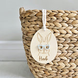 Easter Bunny with Glasses Basket Tag