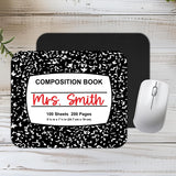 Personalized Teacher Composition Mousepad Gift, Custom Teacher Appreciation Desk Accessory, Custom Made End of Year Teacher Gift with name