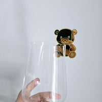 Personalized Acrylic Teddy Bear Drink Tag, Baby Shower Party Decor Drink Charm with Initial, Birthday Party Decor, Custom Teddy Drink Tag