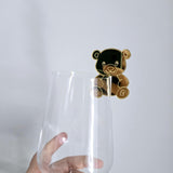 Personalized Acrylic Teddy Bear Drink Tag, Baby Shower Party Decor Drink Charm with Initial, Birthday Party Decor, Custom Teddy Drink Tag