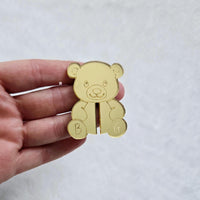 Personalized Acrylic Teddy Bear Drink Tag, Baby Shower Party Decor Drink Charm with Initial, Birthday Party Decor, Custom Teddy Drink Tag