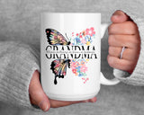 Personalized Grandma Mug, Mama Mug with kids name, Gift for Mom, custom made floral and butterfly coffee mug, personalized mother's day gift