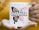 Personalized Grandma Mug, Mama Mug with kids name, Gift for Mom, custom made floral and butterfly coffee mug, personalized mother's day gift