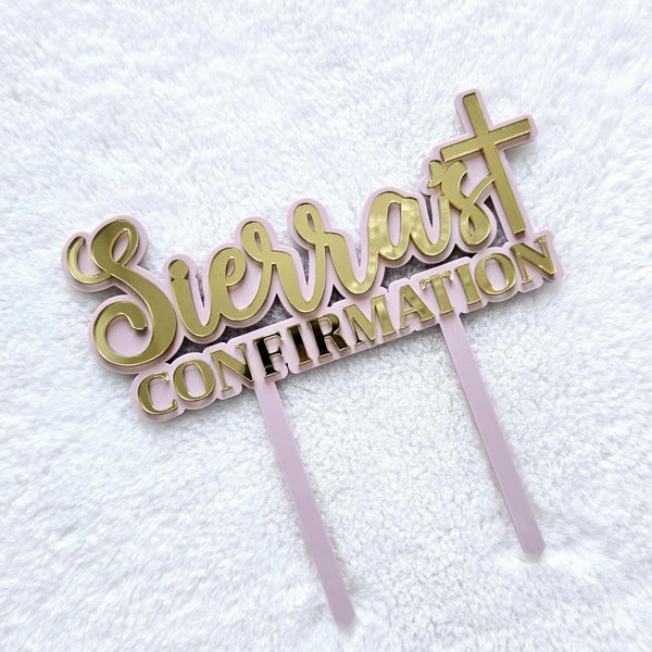 Personalized Confirmation Cake Topper, Custom made Baptism Cake Topper, Acrylic Cake Topper for Confirmation, colored 2 layered Cake Topper