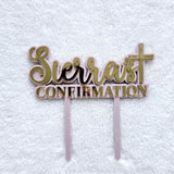 Personalized Confirmation Cake Topper, Custom made Baptism Cake Topper, Acrylic Cake Topper for Confirmation, colored 2 layered Cake Topper
