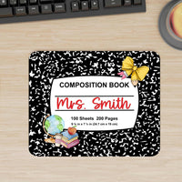 Personalized Teacher Composition Mousepad Gift, Custom Teacher Appreciation Desk Accessory, Custom Made End of Year Teacher Gift with name