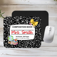 Personalized Teacher Composition Mousepad Gift, Custom Teacher Appreciation Desk Accessory, Custom Made End of Year Teacher Gift with name