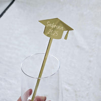 Personalized Graduation Party Drink Stirrers, Custom Grad 2025 Party Drink Charm with name, University Grad Party Decor, Grad Party Decor
