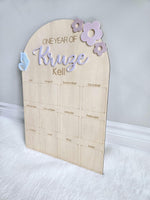 Baby's First Year Monthly Milestone Board, Flower Butterfly First Birthday Photo Collage, Wooden Baby's Picture Frame, 1st Birthday Decor