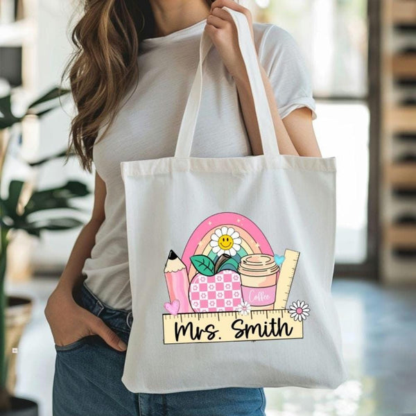 Personalized teacher gift tote bag, personalized teacher bag, teacher appreciation gift, teacher bag canvas, custom made teacher gifts, tote