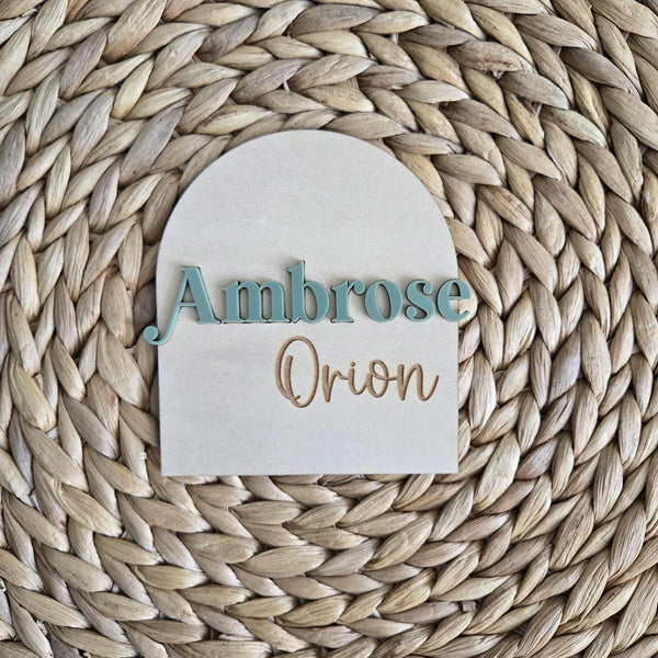 Wooden Name Birth Announcement sign, Newborn Baby Arch Name plate, Hospital Newborn Photo Prop Sign, Personalized custom Baby Shower Gift