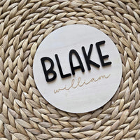 Wooden Name Birth Announcement sign, Newborn Baby round Name plate, Hospital Newborn Photo Prop Sign, Personalized custom Baby Shower Gift